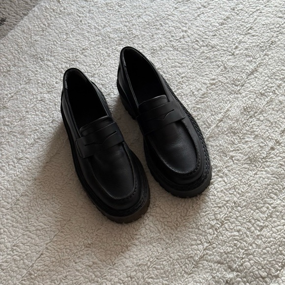 Black Chunky Platform Loafers - Picture 8 of 9
